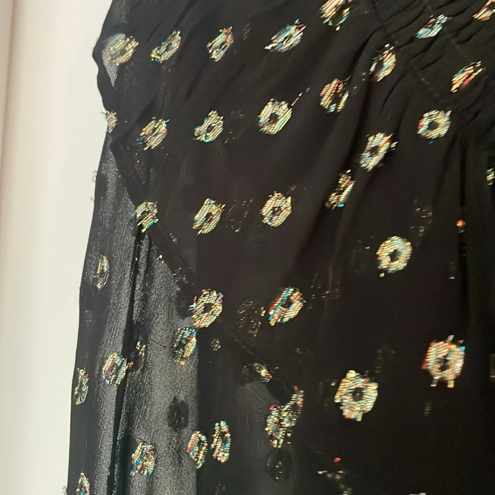 Loft romantic black blouse with metallic design. SZ M - Picture 5 of 8